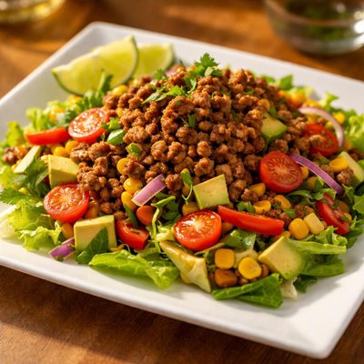 Ensalada con carne molida y verduras