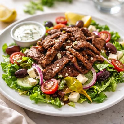 Salad with gyro meat
