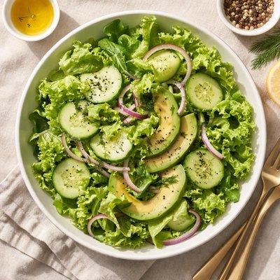 Salad with lettuce and cucumber