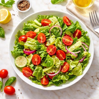 Salad with lettuce and tomato