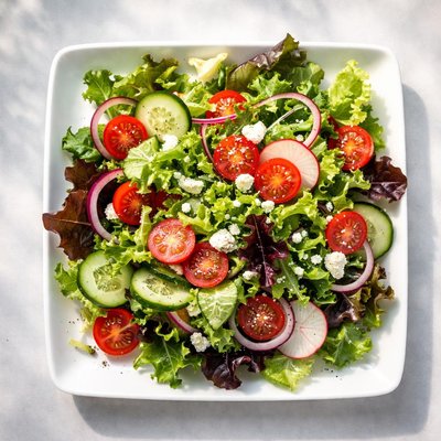 Salad with lettuce and tomatoes
