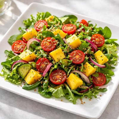 Salad with mango and cherry tomatoes