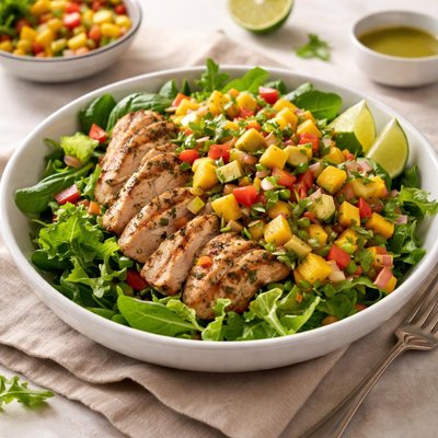 Salad with mango salsa
