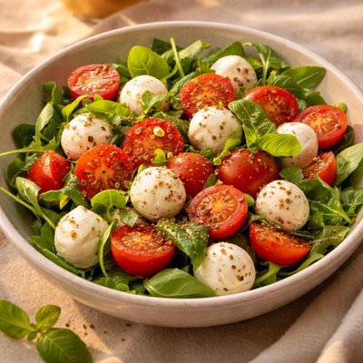 Salad with mozzarella and tomatoes