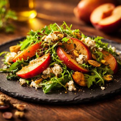 Salad with nectarines and pistachios