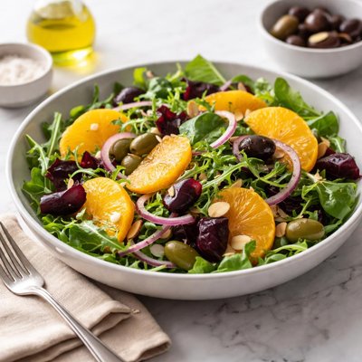 Salad with olives and oranges