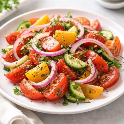 Salad with onions and tomatoes