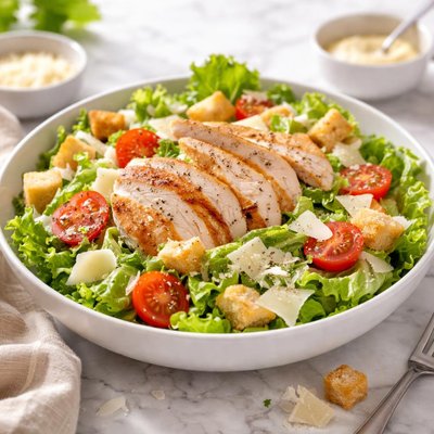 Salad with parmesan and chicken