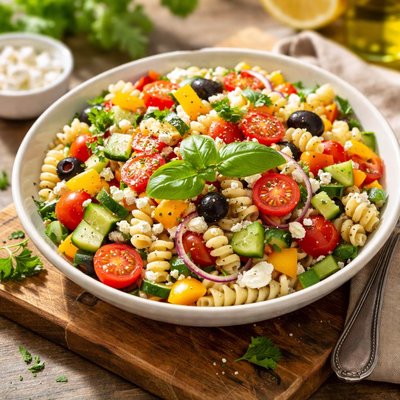 Salad with pasta and vegetables