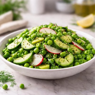 Salad with peas and cucumbers