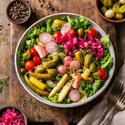 Salad with pickled vegetables