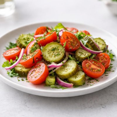 Salad with pickles and tomatoes