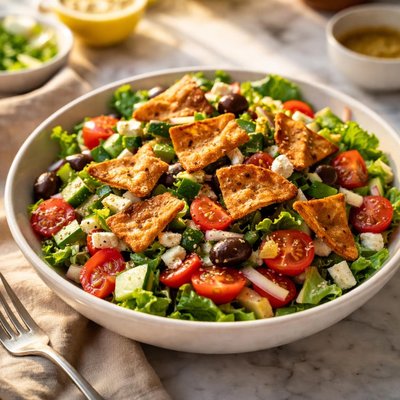 Salad with pita chips