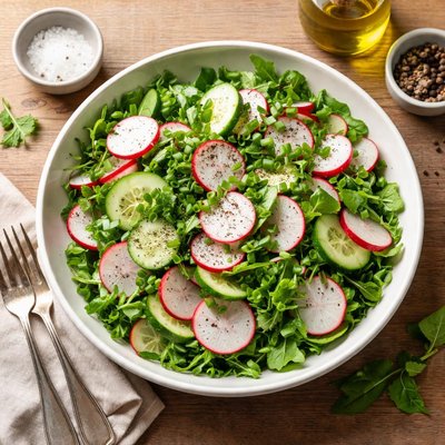 Salad with radishes and cucumbers