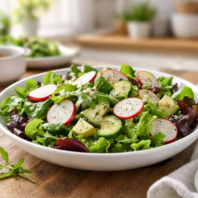 Salad with radishes and dressing