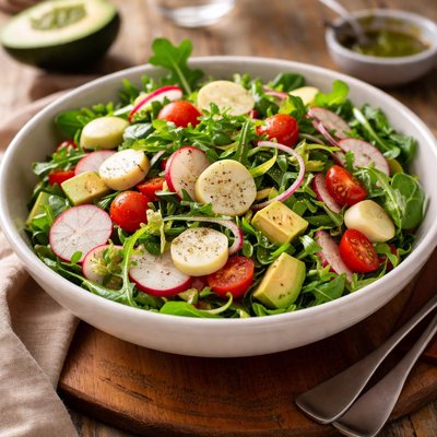 Salada com rabanetes e palmito