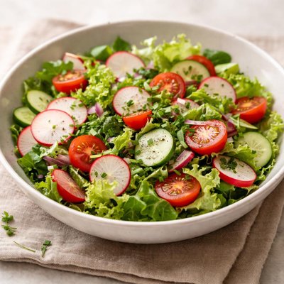 Salad with radishes and tomatoes
