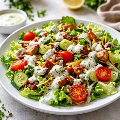 Salad with ranch dressing