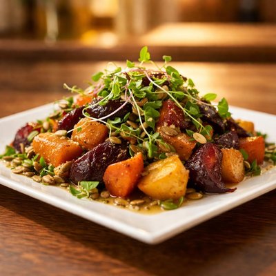 根菜和微绿色沙拉