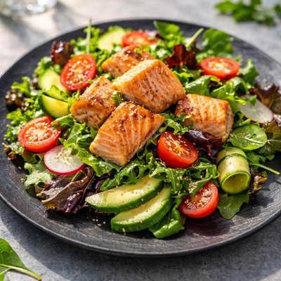 Salad with salmon