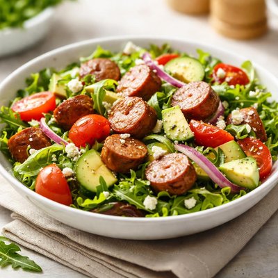 Salad with sausage