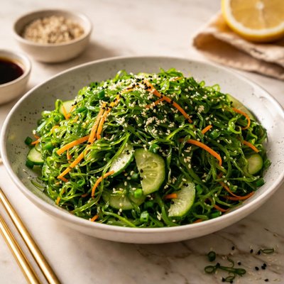 Salad with seaweed and sesame seeds