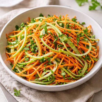 Insalata con carote grattugiate e cetrioli