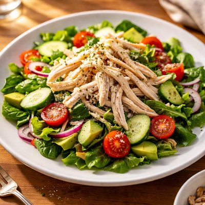 Salad with shredded chicken