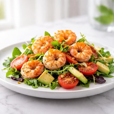 Salad with shrimp and roe