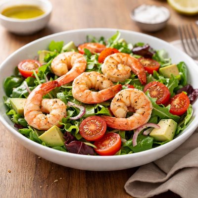 Salad with shrimp and tomatoes
