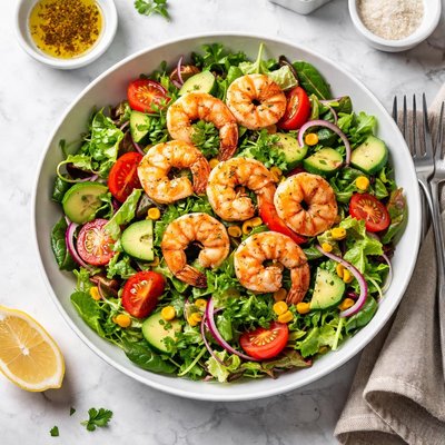 Salad with shrimp and vegetables