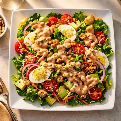 Salad with thousand island dressing