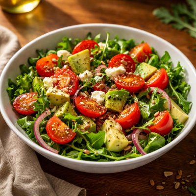 Salad with tomatoes and avocado