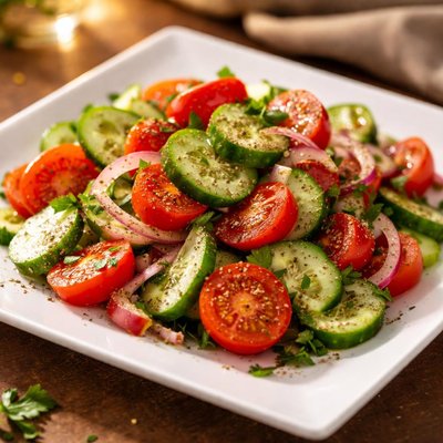 Salad with tomatoes and cucumbers