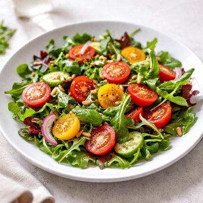 Salad with tomatoes and greens