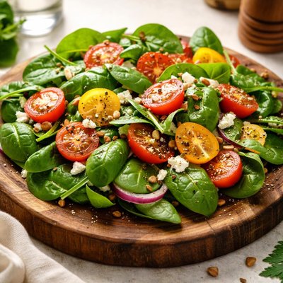 Salad with tomatoes and spinach