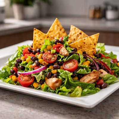 Salad with tortilla chips