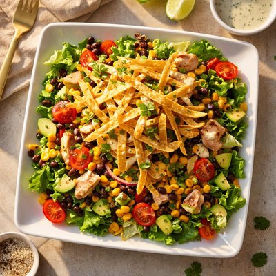 Salad with tortilla strips