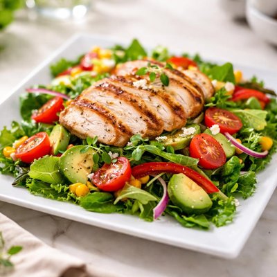 Salad with vegetables and chicken