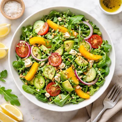 Salad with yellow bell pepper