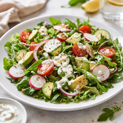 Salad with yogurt dressing
