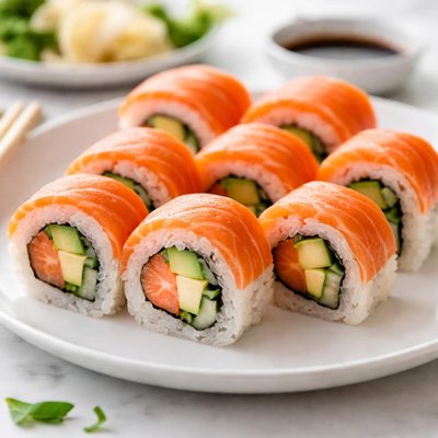 Salmon and avocado sushi