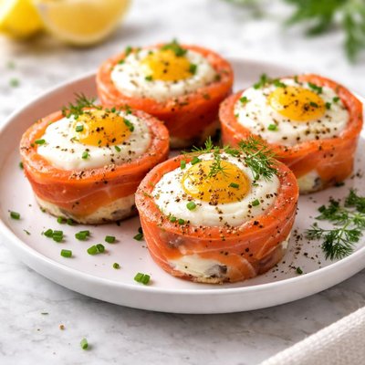 Salmon and cream cheese egg cups