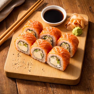 Salmon and cream cheese roll