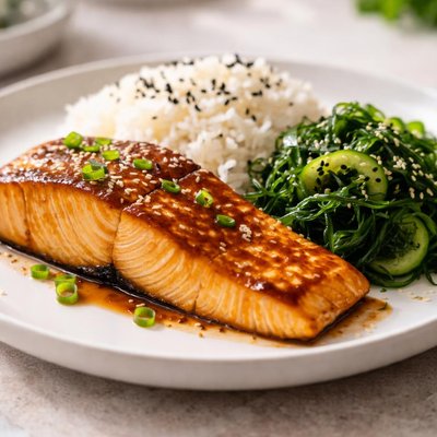 Salmon and rice and seaweed
