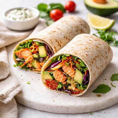 Salmon and vegetable wrap