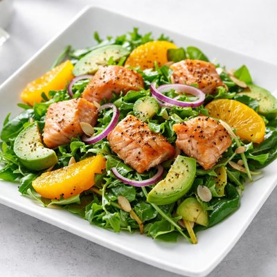 Salmon avocado and orange salad
