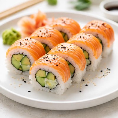 Salmon avocado sushi