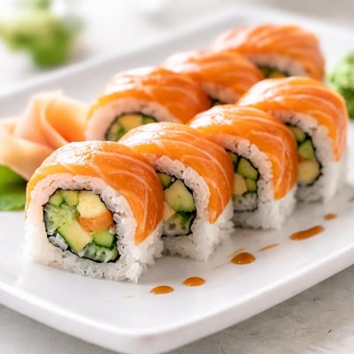Salmon avocado sushi roll