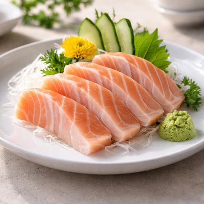 Salmon belly sashimi